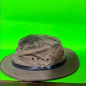 Filson Brown Waxed Canvas Bucket Hat with Black Trim